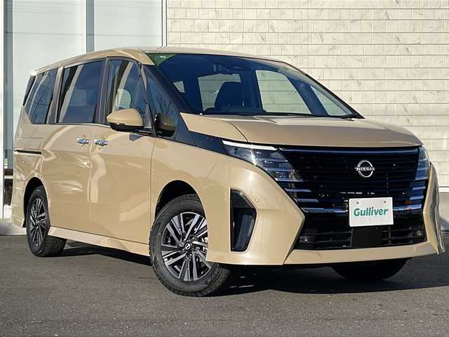 日産 セレナ ハイウェイスター V 岩手県 2025(令7)年 0.1万km ベージュ プロパイロット/クリアビューパッケージ/・フロントドアガラス撥水加工/・リアフォグランプ/・ヒーテッドドアミラー/・フロントワイパーデアイサー/純正SDナビ/フルセグＴＶ/バックカメラ/アラウンドビューモニター/両側パワースライドドア/フリップダウンモニター/デジタルインナーミラー/衝突被害軽減ブレーキ/レーンキープアシスト/横滑り防止装置/コーナーセンサー/アイドリングストップ/シートヒーター/オートライト/オートハイビーム/LEDヘッドライト/フォグランプ/スマートキー/プッシュスタート/電動格納ミラー/純正16インチAW/積込夏タイヤ(ＡＷ無)