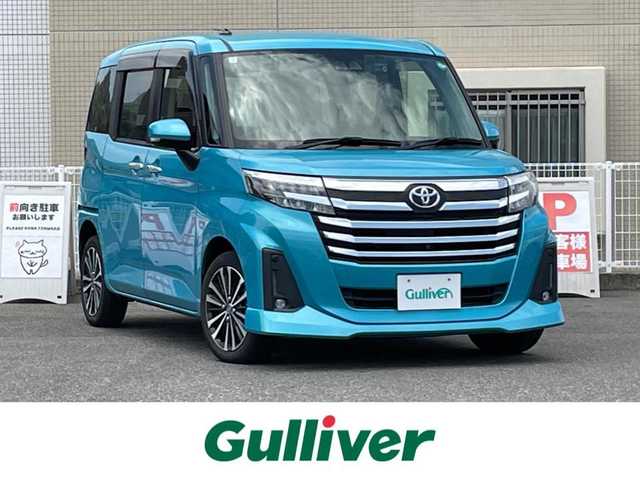 トヨタ ルーミー カスタムG－T 山口県 2021(令3)年 4.4万km ターコイズブルーマイカメタリック 両側パワースライドドア/Apple Car Play ディスプレイオーディオ/フルセグTV BT/全周囲カメラ/衝突被害軽減ブレーキ/レーダークルーズコントロール/オートマチックハイビーム/LEDオートヘッドライト/フォグライト/スマートキー/前後ドラレコ/ETC/コーナーセンサー/前席シートヒーター/ステアリングリモコン/革巻きステアリング/禁煙車