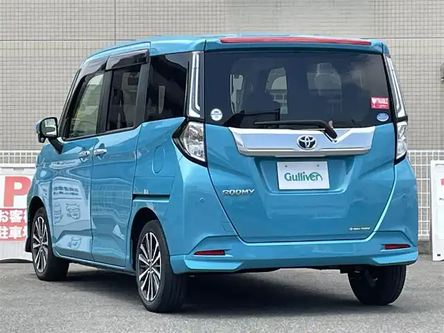 トヨタ ルーミー カスタムG－T 山口県 2021(令3)年 4.4万km ターコイズブルーマイカメタリック 両側パワースライドドア/Apple Car Play ディスプレイオーディオ/フルセグTV BT/全周囲カメラ/衝突被害軽減ブレーキ/レーダークルーズコントロール/オートマチックハイビーム/LEDオートヘッドライト/フォグライト/スマートキー/前後ドラレコ/ETC/コーナーセンサー/前席シートヒーター/ステアリングリモコン/革巻きステアリング/禁煙車
