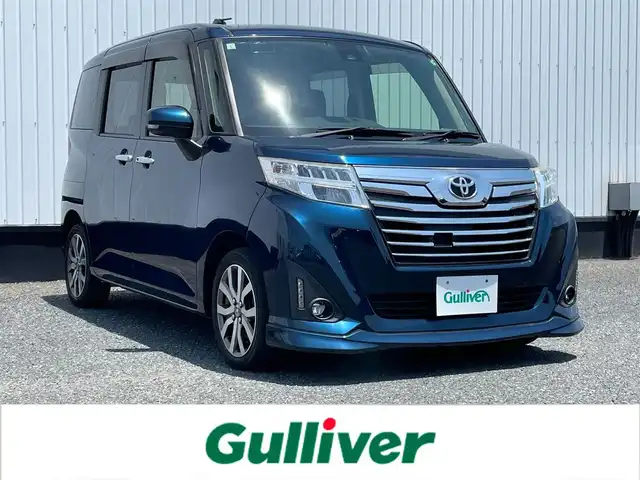 トヨタ ルーミー カスタムG－T 千葉県 2017(平29)年 3.3万km レーザーブルークリスタルシャイン 純正9インチナビ/(フルセグTV CD DVD BT FM AM)/バックカメラ/衝突被害軽減システム/クルーズコントロール/両側パワースライドドア/横滑り防止装置/ETC/アイドリングストップ/LEDヘッドライト/フォグランプ/オートライト/ウィンカーミラー/電動格納ミラー/純正15インチAW/シートリフター/プッシュスタート/スマートキー/フロアマット/ドアバイザー