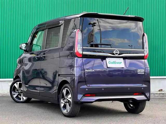 日産 ルークス HWS Gターボ プロパイロットED 宮城県 2021(令3)年 3.3万km アメジストパープル 快適パックA/・プラズマクラスター付リアシーリングファン/・撥水加工シート/・パーソナルテーブル（後席）/・USBソケット（助手席シートバック）/・ロールサンシェード（リアドア）/＝＝＝/純正9型SDナビ/【CD・DVD・SD・BT・USB・フルセグTV】/アラウンドビューモニター/プロパイロット/レーダークルーズコントロール/ハンズフリー両側パワースライドドア/インテリジェントエマージェンシーブレーキ/踏み間違い衝突防止アシスト/インテリジェントLI（車線逸脱防止支援システム）/LDW（車線逸脱警報）/インテリジェントFCM（前方衝突予測警報）/インテリジェントDA（ふらつき警報）/標識検知機能/コーナーセンサー/純正ドライブレコーダー/革巻きステアリング/ステアリングスイッチ/電動パーキングブレーキ/ブレーキホールド/アダプティブLEDヘッドランプ/フォグランプ/オートライト/スマートキー＆プッシュスタート/純正15インチAW/W/サイド/カーテン/ニーエアバッグ