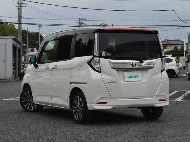 トヨタ ルーミー カスタムG－T 栃木県 2023(令5)年 2.3万km ブラックマイカメタリック/パールホワイト2トーン ワンオーナー/ディーラー点検記録簿/[R7]/スマートアシスト/[衝突警報・衝突回避支援ブレーキ機能・ブレーキ制御付き誤発進抑制機能・先行車発進告知機能・標識認識機能・車線逸脱警報・路側逸脱警報機能・ふらつき警報]/プリクラッシュセーフティ/アダプティブクルーズコントロール/コーナーセンサー/マルチインフォメーションディスプレイ/純正SDナビゲーションシステム/[フルセグ/AM/FM/CD/DVD/BT]/オートライト/LEDヘッドライト/フォグランプ/プッシュスタート/アイドリングストップ/ドライブレコーダー[前後]/電動パーキング/電動格納ミラー/ETC/ステアリングスイッチ/ドアバイザー/純正マット/スマートスペアキー×1/取扱説明書/保証書