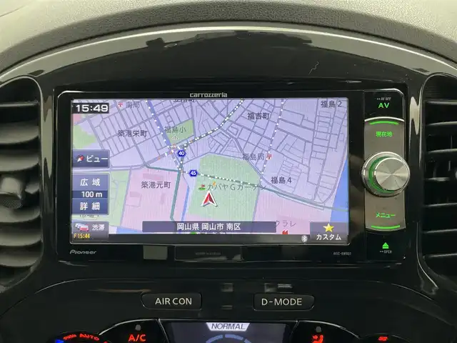 日産 ジューク 15RX 岡山県 2010(平22)年 7万km ラディアントレッド ７型ナビ　(AVIC-RW801)/【CD/DVD/BT/フルセグ】/デジタルインナーミラー/ＥＴＣ　/バックカメラ　/ドライブレコーダー　前後/ＨＩＤヘッドライト　/オートライト/ミュージックサーバー　/純正フロアマット　/純正17インチアルミホイール　/プッシュスタート/スマートキー×2/禁煙車