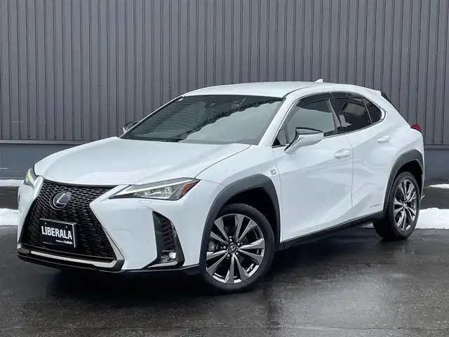 レクサス ＵＸ 250h Fスポーツ 青森県 2019(令1)年 3.3万km ホワイトノーヴァガラスフレーク 4WD/純正メモリナビ/・AM/FM/Bluetooth/CD/DVD/・フルセグテレビ/バックカメラ/ETC/ドライブレコーダー/クルーズコントロール/衝突軽減ブレーキ/レーンキープアシスト/横滑り防止装置/盗難防止装置/電動パーキングブレーキ/前後コーナーセンサー/メモリシート（D席）/パワーシート（D席+N席）/シートヒーター（D席+N席）/LEDヘッドライト/ウインカーミラー/ステアリングヒーター/オートライト/オートエアコン/プッシュスタートボタン/スマートキー×2/ステアリングリモコン/パドルシフト/革巻きステアリング/純正18インチアルミホイール/12V充電器/USBジャック/純正フロアマット
