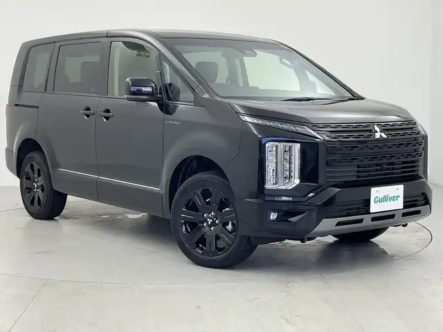 三菱 デリカＤ：５ シャモニー 愛知県 2025(令7)年 0.1万km未満 黒 登録済未使用車　9km/アルパイン11型ナビ(EX11NX)/・Bluetooth/・CD/DVD/・フルセグテレビ/・USB/HDMI接続/・SD音楽録音/全方位モニター/アルパイン12.8型フリップダウンモニター/両側パワースライドドア/レーダークルーズコントロール/衝突軽減ブレーキ/レーンキープアシスト/オートマチックハイビーム/ブラインドスポットモニター/ステアリングヒーター/シートヒーター/オートホールド/スペアキー