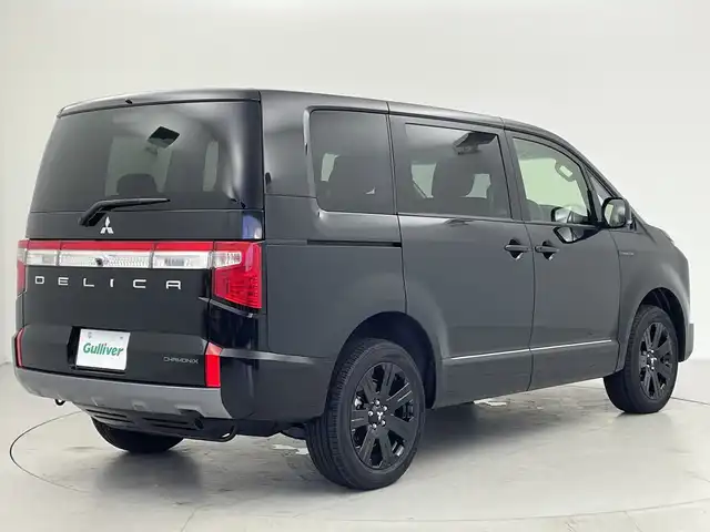 三菱 デリカＤ：５ シャモニー 愛知県 2025(令7)年 0.1万km未満 黒 登録済未使用車　9km/アルパイン11型ナビ(EX11NX)/・Bluetooth/・CD/DVD/・フルセグテレビ/・USB/HDMI接続/・SD音楽録音/全方位モニター/アルパイン12.8型フリップダウンモニター/両側パワースライドドア/レーダークルーズコントロール/衝突軽減ブレーキ/レーンキープアシスト/オートマチックハイビーム/ブラインドスポットモニター/ステアリングヒーター/シートヒーター/オートホールド/スペアキー