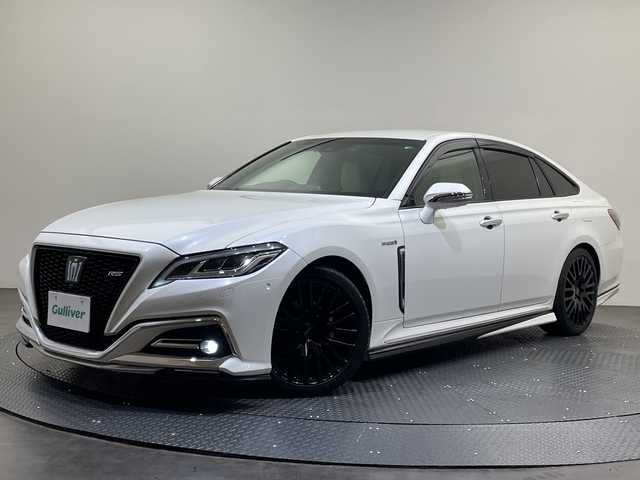トヨタ クラウン ハイブリッド RS アドバンス 愛媛県 2019(令1)年 7.3万km ホワイトパールクリスタルシャイン 純正ナビ/フルセグ／Ｂｌｕｅｔｏｏｔｈ／ＣＤ／ＤＶＤ／ＵＳＢ/全方位カメラ/衝突軽減ブレーキ/レーダークルーズコントロール/ＥＴＣ２．０/前方ドライブレコーダー/ＤＮ席パワーシート/DN席シートヒーター/ベンチレーション/レザーシート/前後コーナーセンサー/レーンキープアシスト/TRDエアロ/TRDアルミホイール/オートマチックハイビーム/LEDヘッドライト