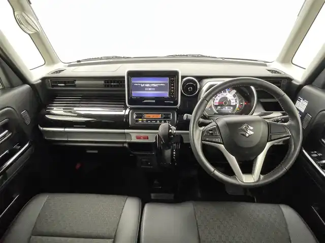スズキ スペーシア カスタム HYBRID XS 熊本県 2019(令1)年 2.8万km フェニックスレッドパール ワンオーナー　/純正ナビCN-RZ743W（CD・ＤＶＤ・フルセグ・ＢＴ・ｉｐｏｄ・USB）/純正前方ドライブレコーダー　/ビルトインＥＴＣ　/両側パワースライドドア　/後ろのみコーナーセンサー　/運転席シートヒーター　/スズキセーフティサポート/・衝突軽減ブレーキ/・レーダーブレーキサポート/・レーンキープアシスト/・車線逸脱警報/・誤発進制御機能/横滑り防止/アイドリングストップ/ハーフレザーシート/リアサイドサンシェード/純正フロアマット/純正１５インチAW/オートライト/LEDヘッドライト/スマートキー/プッシュスタート/スペアキー1本/保証書/取扱説明書