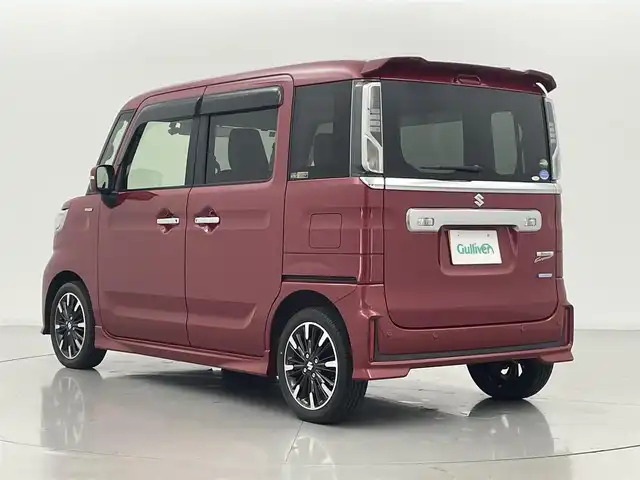 スズキ スペーシア カスタム HYBRID XS 熊本県 2019(令1)年 2.8万km フェニックスレッドパール ワンオーナー　/純正ナビCN-RZ743W（CD・ＤＶＤ・フルセグ・ＢＴ・ｉｐｏｄ・USB）/純正前方ドライブレコーダー　/ビルトインＥＴＣ　/両側パワースライドドア　/後ろのみコーナーセンサー　/運転席シートヒーター　/スズキセーフティサポート/・衝突軽減ブレーキ/・レーダーブレーキサポート/・レーンキープアシスト/・車線逸脱警報/・誤発進制御機能/横滑り防止/アイドリングストップ/ハーフレザーシート/リアサイドサンシェード/純正フロアマット/純正１５インチAW/オートライト/LEDヘッドライト/スマートキー/プッシュスタート/スペアキー1本/保証書/取扱説明書
