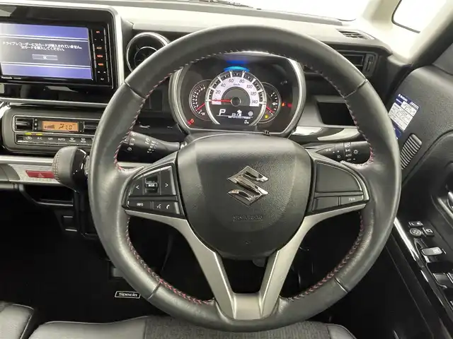 スズキ スペーシア カスタム HYBRID XS 熊本県 2019(令1)年 2.8万km フェニックスレッドパール ワンオーナー　/純正ナビCN-RZ743W（CD・ＤＶＤ・フルセグ・ＢＴ・ｉｐｏｄ・USB）/純正前方ドライブレコーダー　/ビルトインＥＴＣ　/両側パワースライドドア　/後ろのみコーナーセンサー　/運転席シートヒーター　/スズキセーフティサポート/・衝突軽減ブレーキ/・レーダーブレーキサポート/・レーンキープアシスト/・車線逸脱警報/・誤発進制御機能/横滑り防止/アイドリングストップ/ハーフレザーシート/リアサイドサンシェード/純正フロアマット/純正１５インチAW/オートライト/LEDヘッドライト/スマートキー/プッシュスタート/スペアキー1本/保証書/取扱説明書