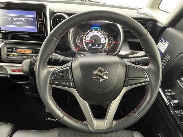 スズキ スペーシア カスタム HYBRID XS 熊本県 2019(令1)年 2.8万km フェニックスレッドパール ワンオーナー　/純正ナビCN-RZ743W（CD・ＤＶＤ・フルセグ・ＢＴ・ｉｐｏｄ・USB）/純正前方ドライブレコーダー　/ビルトインＥＴＣ　/両側パワースライドドア　/後ろのみコーナーセンサー　/運転席シートヒーター　/スズキセーフティサポート/・衝突軽減ブレーキ/・レーダーブレーキサポート/・レーンキープアシスト/・車線逸脱警報/・誤発進制御機能/横滑り防止/アイドリングストップ/ハーフレザーシート/リアサイドサンシェード/純正フロアマット/純正１５インチAW/オートライト/LEDヘッドライト/スマートキー/プッシュスタート/スペアキー1本/保証書/取扱説明書
