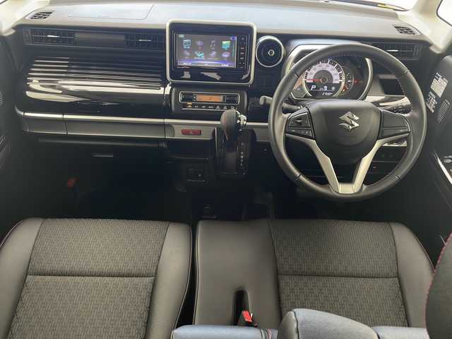 スズキ スペーシア カスタム HYBRID XS 沖縄県 2019(令1)年 2.8万km フェニックスレッドパール 純正ナビ(ＣＮ－ＲＺ７４３Ｗ)　/(フルセグＴＶ　Ｂｌｕｅｔｏｏｔｈ　ＣＤ　ＤＶＤ　ＡＭ　ＦＭ)　/両側パワースライドドア　/ＥＴＣ　/ドライブレコーダー　/ハーフレザーシート　/シートヒーター　/スマートキー/スペアキー/プッシュスタート/ステアリングスイッチ　/アイドリングストップ/ＬＥＤヘッドライト/オートライト/純正15インチアルミホイール/サーキュレーター/純正フロアマット/電動格納ミラー/保証書