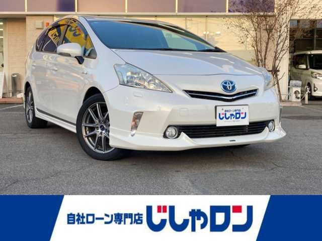 トヨタ プリウス α G 静岡県 2012(平24)年 8.5万km ホワイトパールクリスタルシャイン (株)IDOMが運営する【じしゃロン焼津店】の自社ローン専用車両になります。こちらは現金またはオートローンご利用時の価格です。自社ローンご希望の方は別途その旨お申付け下さい/【じしゃロン個店占有の為　落札禁止】/ワンオーナー/MODELLISTAエアロ(フロント/サイド/リアアンダー)/純正8インチHDDナビ(NHZN-X62G)/FM/AM/CD/DVD/フルセグ/SD/HDD/Bluetooth/バックカメラ/クルーズコントロール/ドライブモードセレクト/ビルトインETC/weds LEONIS 17インチアルミホイール/LEDヘッドライト/オートライト/フォグランプ/革巻きステアリング/プッシュスタート/スマートキー/スペアキー１本/保証書/取説