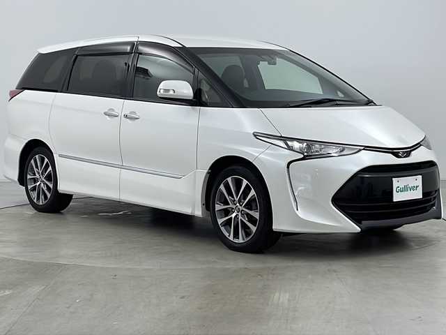 トヨタ エスティマ アエラス プレミアム 愛知県 2018(平30)年 2.1万km ホワイトパールクリスタルシャイン ・アルパインSDナビ　CD TV DVD BT/・寒冷地仕様/・フロントワイパーデアイサー/・プッシュスタート/・スマートキー/・トヨタセーフティーセンス/・プリクラッシュセーフティー/・レーンデパーチャーアラート/・先行車発進お知らせ通知/・パワーシートD席/・両側パワースライドドア/・社外AWスタッドレスタイヤ積み込み/・バックカメラ/・オートマチックハイビーム/・オートライト/・ハーフレザーシート/・AC100V/・ビルドインETC/・LEDヘッドライト/・ステアリングスイッチ/・社外エンジンスターター