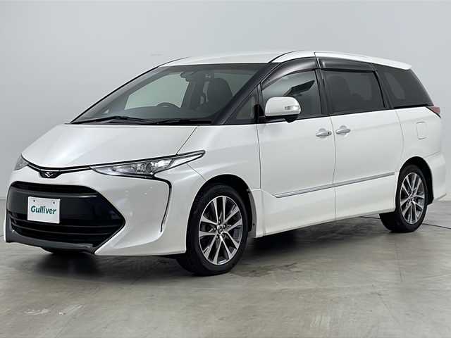トヨタ エスティマ アエラス プレミアム 愛知県 2018(平30)年 2.1万km ホワイトパールクリスタルシャイン ・アルパインSDナビ　CD TV DVD BT/・寒冷地仕様/・フロントワイパーデアイサー/・プッシュスタート/・スマートキー/・トヨタセーフティーセンス/・プリクラッシュセーフティー/・レーンデパーチャーアラート/・先行車発進お知らせ通知/・パワーシートD席/・両側パワースライドドア/・社外AWスタッドレスタイヤ積み込み/・バックカメラ/・オートマチックハイビーム/・オートライト/・ハーフレザーシート/・AC100V/・ビルドインETC/・LEDヘッドライト/・ステアリングスイッチ/・社外エンジンスターター
