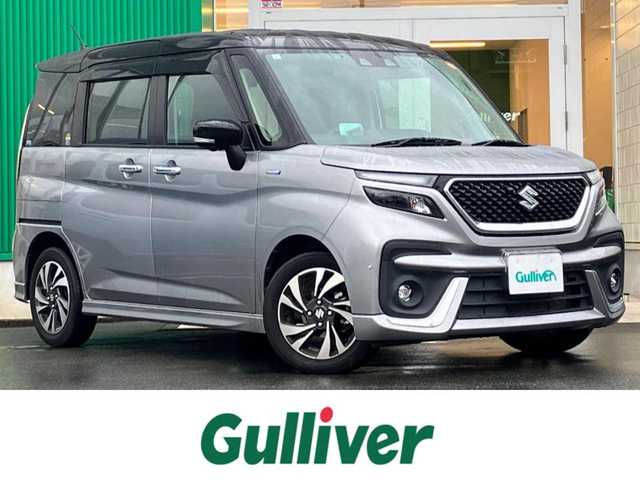 スズキ ソリオ バンディット HV MV 静岡県 2021(令3)年 2.1万km プレミアムシルバーメタリック/ブラック2トーンルーフ SDナビ(CD/DVD/BT/フルセグ)/全方位カメラ/ETC/レーダークルーズコントロール/フルタイム4WD/スマートキー/スペアキー１本/USB入力端子/ウォークスルー/純正フロアマット/布シート/D席N席シートヒーター/両側パワースライドドア/純正アルミホイール/ヘッドアップディスプレイ/コーナーセンサー前後/レーンキープアシスト/オートライト/オートマチックハイビーム/LEDヘッドライト/W+サイドエアバッグ/衝突軽減システム/エンジンスタートボタン/パワーステアリング/パワーウィンドウ/アイドリングストップ/オートエアコン/ABS/横滑り防止装置