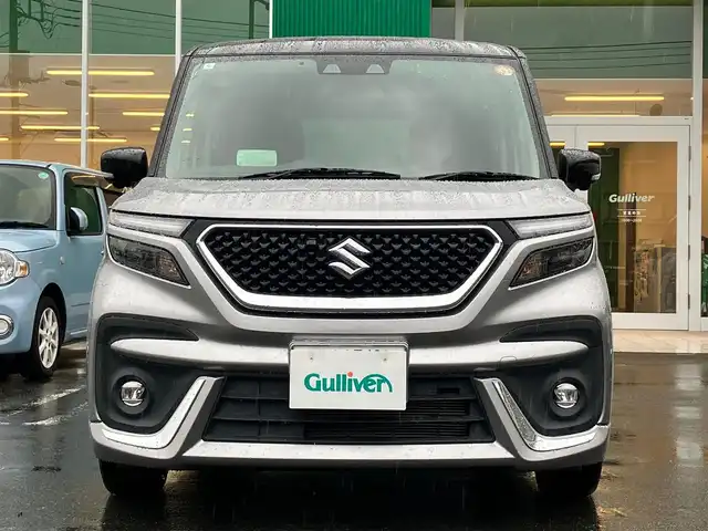 スズキ ソリオ バンディット HV MV 静岡県 2021(令3)年 2.1万km プレミアムシルバーメタリック/ブラック2トーンルーフ SDナビ(CD/DVD/BT/フルセグ)/全方位カメラ/ETC/レーダークルーズコントロール/フルタイム4WD/スマートキー/スペアキー１本/USB入力端子/ウォークスルー/純正フロアマット/布シート/D席N席シートヒーター/両側パワースライドドア/純正アルミホイール/ヘッドアップディスプレイ/コーナーセンサー前後/レーンキープアシスト/オートライト/オートマチックハイビーム/LEDヘッドライト/W+サイドエアバッグ/衝突軽減システム/エンジンスタートボタン/パワーステアリング/パワーウィンドウ/アイドリングストップ/オートエアコン/ABS/横滑り防止装置