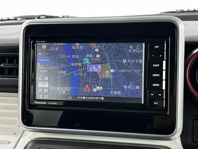 スズキ スペーシア HYBRID X 大分県 2019(平31)年 5.2万km ブリスクブルーM SDナビ（純正）/フルセグテレビ/Bluetooth/DVD再生/全方位カメラ/アイドリングストップ/両側パワースライドドア/デュアルセンサーサポート/ETC/LEDヘッドライト/ドライブレコーダー/シートヒーター（運転席）/ステアリングリモコン/スマートキー/プッシュスタート/フロアマット（純正）/アルミホイール（純正）