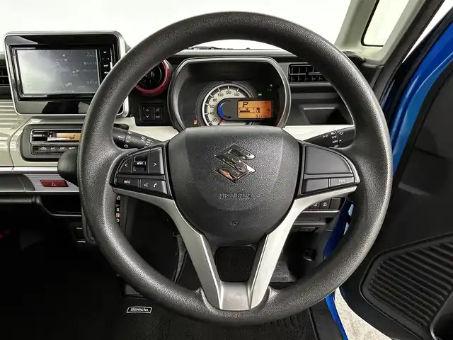 スズキ スペーシア HYBRID X 大分県 2019(平31)年 5.2万km ブリスクブルーM SDナビ（純正）/フルセグテレビ/Bluetooth/DVD再生/全方位カメラ/アイドリングストップ/両側パワースライドドア/デュアルセンサーサポート/ETC/LEDヘッドライト/ドライブレコーダー/シートヒーター（運転席）/ステアリングリモコン/スマートキー/プッシュスタート/フロアマット（純正）/アルミホイール（純正）