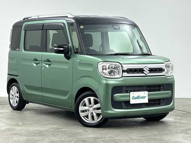 スズキ スペーシア HYBRID X 群馬県 2018(平30)年 6万km ツールグリーンパールメタリック/ブラック2トーン ナビ　バックカメラ　両側電動スライドドア　ＥＴＣ　衝突被害軽減ブレーキ　レーンアシスト　クリアランスソナー　シートヒーター　ＬＥＤヘッドライト　オートライト　スマートキー　純正アルミホイール　禁煙車