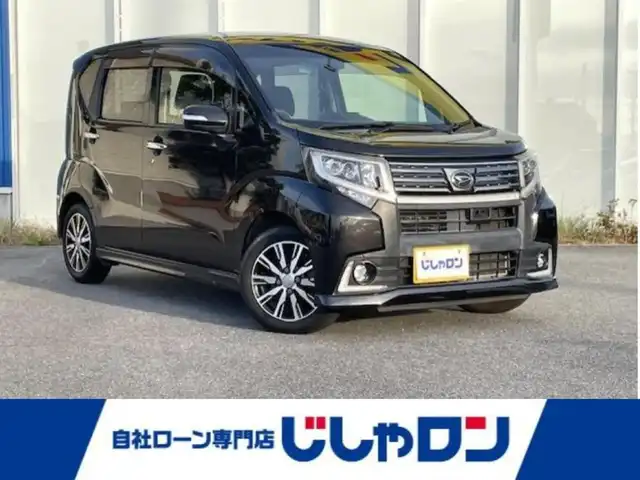 ダイハツ ムーヴ カスタム X ハイパー 福島県 2015(平27)年 4.9万km ブラックマイカメタリック (株)IDOMが運営する【じしゃロンいわき店】の自社ローン専用車両になります。こちらは現金またはオートローンご利用時の価格です。自社ローンご希望の方は別途その旨お申付け下さい/登録時走行距離48200km/プッシュスタート/スマートキー/バックカメラ/ナビゲーション/ドライブレコーダー/フロアマット/リアスポイラー
