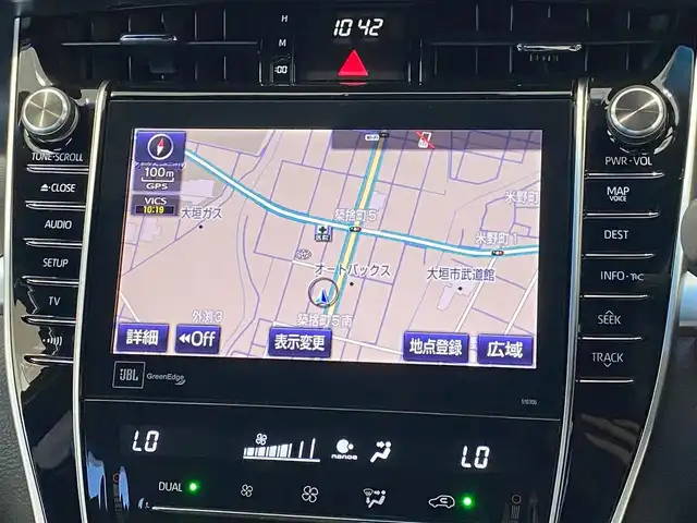 トヨタ ハリアー プログレス 岐阜県 2018(平30)年 5.2万km ホワイトパールクリスタルシャイン JBLプレミアムサウンド（OP）/三眼LEDヘッドライト/モデリスタラゲッジLEDライト/トヨタセーフティセンス/・プリクラッシュセーフティ/・レーンディパーチャーアラート/・オートマチックハイビーム/・レーダークルーズコントロール/インテリジェントクリアランスソナー/純正9.2インチナビ/（フルセグTV/CD/DVD/Bluetooth/AUX）/TVキャンセラー/全周囲カメラ/ハーフレザーシート/運転席パワーシート/パワーバックドア/純正18インチAW/純正フロアマット/純正ドアバイザー/純正ビルトインETC/カロッツェリア前後ドライブレコーダー/スマートキー×2/カードキー/スペアタイヤ