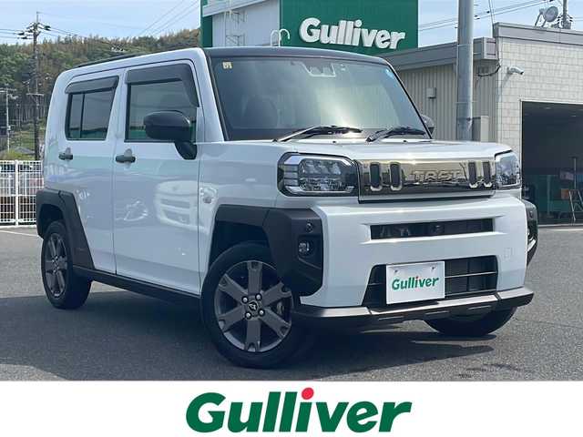 ダイハツ タフト G ターボ ダーククロムベンチャー 山口県 2022(令4)年 2.2万km シャイニングホワイトパール ガラスルーフ/純正10インチメモリナビ/Bluetooth/フルセグTV/全周囲カメラ/コーナーセンサー/衝突軽減ブレーキ/レーダークルーズコントロール/レーンキープアシスト/横滑り防止装置/LEDヘッドライト/LEDフォグライト/オートライト/前席シートヒーター/ETC/前方ドライブレコーダー/純正15インチAW/アームレスト/スマートキー/プッシュスタート/ステアリングスイッチ/保証書・取説