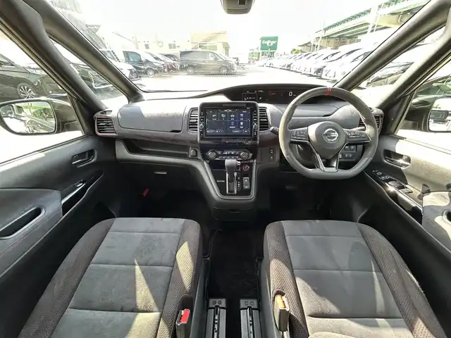 日産 セレナ ニスモ 福岡県 2018(平30)年 6.6万km ダークメタルグレー/ダイヤモンドブラック プロパイロット純正9型ナビゲーション（CD/DVD/フルセグ/BT)エマージェンシーブレーキレーンキープアシストフリップダウンモニター両側パワースライドドアバックカメラLEDヘッドライトオートライト純正AWETC