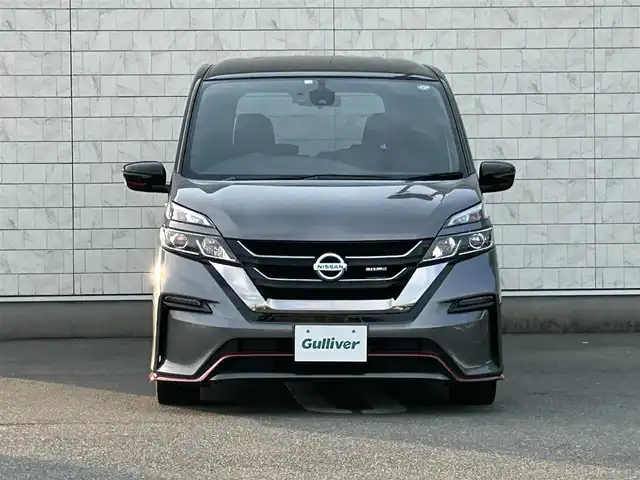 日産 セレナ ニスモ 福岡県 2018(平30)年 6.6万km ダークメタルグレー/ダイヤモンドブラック プロパイロット純正9型ナビゲーション（CD/DVD/フルセグ/BT)エマージェンシーブレーキレーンキープアシストフリップダウンモニター両側パワースライドドアバックカメラLEDヘッドライトオートライト純正AWETC