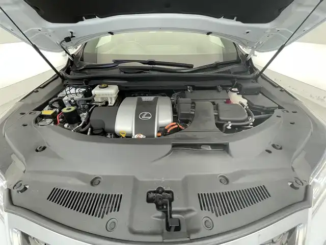 レクサス ＲＸ 450h Fスポーツ 滋賀県 2018(平30)年 5.7万km ホワイトノーヴァガラスフレーク 禁煙車/TRDエアロ/純正ナビ【CD/DVD/Bluetooth/フルセグ】/バックカメラ/パワーシート/前席シートヒーター/前席ベンチレーション/ステアリングヒーター/パワーバックドア/レーダークルーズコントロール/レーンキープアシスト/ブレーキホールド/ヘッドアップディスプレイ/パドルシフト/ビルトインETC