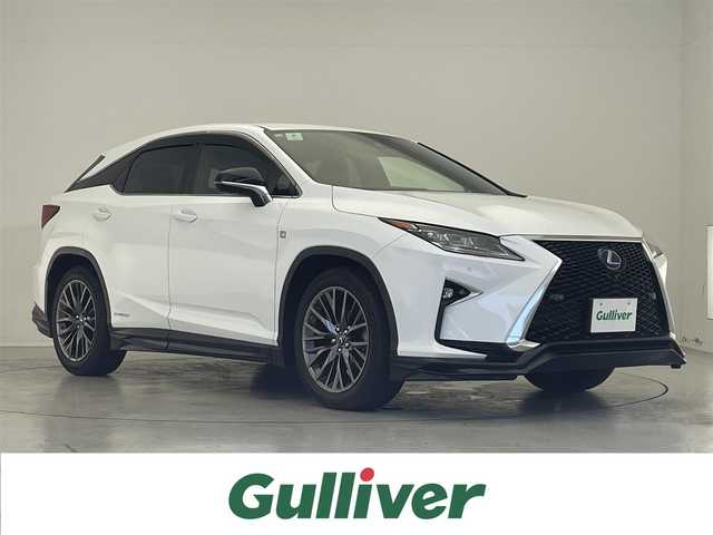 レクサス ＲＸ 450h Fスポーツ 滋賀県 2018(平30)年 5.7万km ホワイトノーヴァガラスフレーク 禁煙車/TRDエアロ/純正ナビ【CD/DVD/Bluetooth/フルセグ】/バックカメラ/パワーシート/前席シートヒーター/前席ベンチレーション/ステアリングヒーター/パワーバックドア/レーダークルーズコントロール/レーンキープアシスト/ブレーキホールド/ヘッドアップディスプレイ/パドルシフト/ビルトインETC