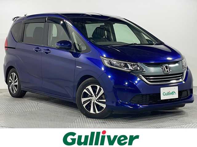 ホンダ フリード ハイブリット EX 広島県 2017(平29)年 5.4万km コバルトブルーパール 純正９型ナビ　/両側パワースライドドア　/シートヒーター　/レーダークルーズコントロール　/バックカメラ　/フルセグTV　/オートライト　/レーンキープアシスト　/衝突軽減　/LEDヘッドランプ　/スマートキー　/ETC　/純正15インチアルミホイール(185/65/R15)/エアバック（運転席/助手席/サイド/カーテン）