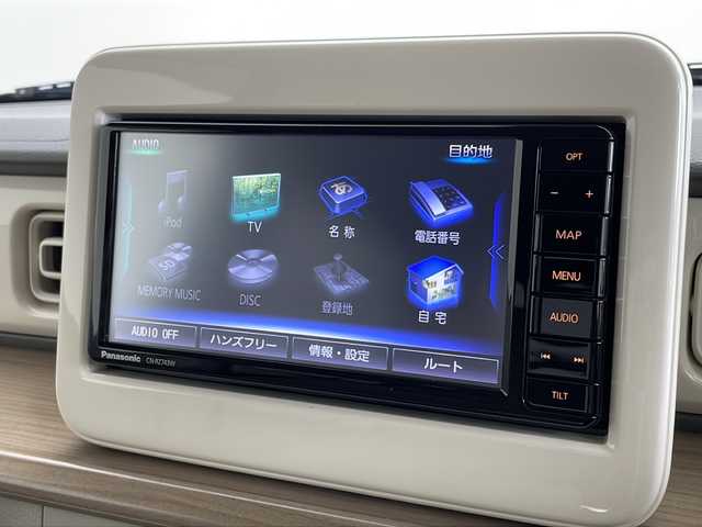 スズキ ラパン S 新潟県 2019(令1)年 4.1万km シフォンアイボリーM パナソニック製純正メモリナビ/(CN-RZ743W)/(CD.DVD.フルセグ.USB.Bluetooth)/全方位カメラ/革巻きステアリング/ステアリングリモコン/LEDオートライト/運転席シートヒーター/プッシュスタート/スマートキー×2/純正フロアマット/ドアバイザー