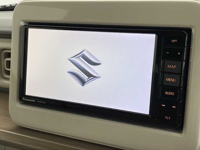 スズキ ラパン S 新潟県 2019(令1)年 4.1万km シフォンアイボリーM パナソニック製純正メモリナビ/(CN-RZ743W)/(CD.DVD.フルセグ.USB.Bluetooth)/全方位カメラ/革巻きステアリング/ステアリングリモコン/LEDオートライト/運転席シートヒーター/プッシュスタート/スマートキー×2/純正フロアマット/ドアバイザー