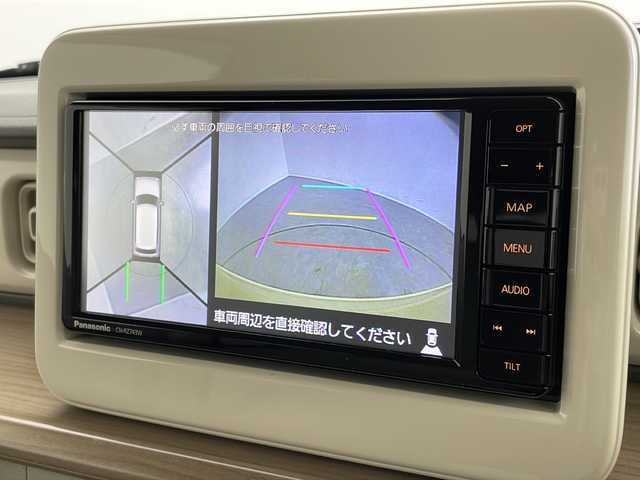 スズキ ラパン S 新潟県 2019(令1)年 4.1万km シフォンアイボリーM パナソニック製純正メモリナビ/(CN-RZ743W)/(CD.DVD.フルセグ.USB.Bluetooth)/全方位カメラ/革巻きステアリング/ステアリングリモコン/LEDオートライト/運転席シートヒーター/プッシュスタート/スマートキー×2/純正フロアマット/ドアバイザー