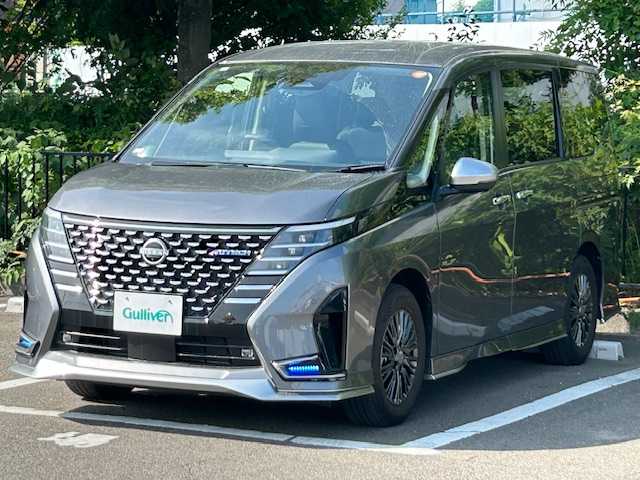 日産 セレナ オーテック 宮城県 2024(令6)年 0.3万km ダークメタルグレー 360°セーフティアシスト/・インテリジェントエマージェンシーブレーキ/・踏み間違い衝突防止アシスト/・インテリジェントLI（車線逸脱防止支援システム）+LDW（車線逸脱警報）/・インテリジェントBSI（後側方衝突防止支援システム）+BSW（後側方車両検知警報）/・RCTA（後退時車両検知警報）/・標識検知機能/・ハイビームアシスト/プロパイロット/純正ナビTV/Bluetooth/アラウンドビューモニター/バックカメラ/AppleCarPlay/AndroidAuto/HDMI/インテリジェントクルーズコントロール/前後純正ドライブレコーダー/両側パワースライドドア/純正ビルドインETC2.0/レザーシート/シートヒーター/純正フロアマット/純正アルミホイール/前後コーナーセンサー