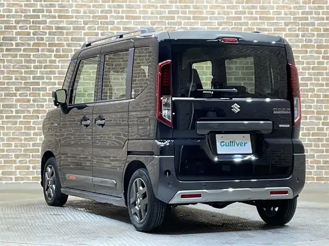 スズキ スペーシア ギア 岩手県 2024(令6)年 0.6万km ブルーイッシュブラックパール3 ４WD/パドルシフト/ターボ/全周囲カメラ/ヘッドアップディスプレイ/両側パワースライドドア/デュアルセンサーブレーキサポート/レーンアシスト/先行車発進告知機能/クルーズコントロール/横滑り防止装置/アイドリングストップ/オートライト/オートハイビーム/ETC/ステアリングヒーター/シートヒーター/純正ナビ/純正１４インチアルミホイール/フルセグTV/ルーフレール