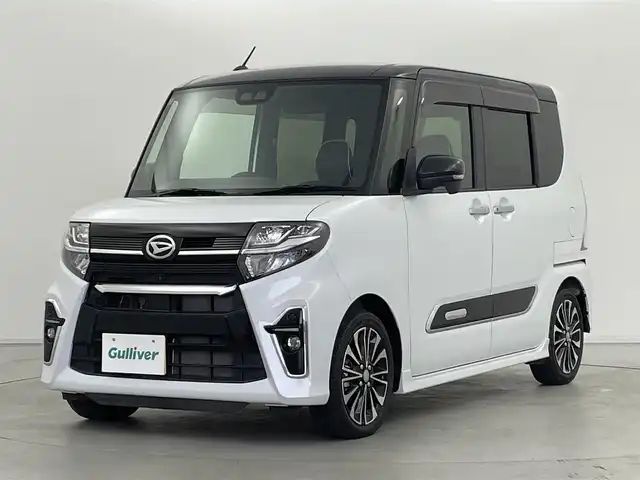 ダイハツ タント カスタム RS セレクション 群馬県 2020(令2)年 1.9万km ブラックマイカメタリック/シャイニングホワイトパール 純正9インチナビ（Bluetooth/フルセグ/SD/DVD/CD）　全周囲カメラ　アダプティブクルーズコントロール　レーンキープコントロール　前席シートヒーター　ETC　両側パワースライドドア　プッシュスタート　スマートキー　スマートアシスト（衝突回避支援ブレーキ/衝突警報機能/車線逸脱警報機能/車線逸脱抑制制御機能/ブレーキ制御/先行車発進お知らせ機能/オートハイビーム/コーナーセンサー/標識認識機能）