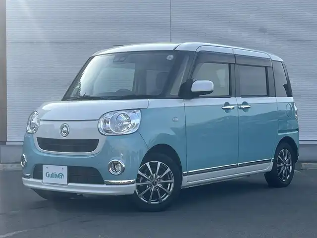 ダイハツ ムーヴ キャンバス X LTD メイクアップ SA Ⅲ 秋田県 2018(平30)年 7.2万km パールホワイトⅢ/ファインミントメタリック 2トーン 純正オーディオ（AM/FM/CD）/衝突軽減システム/４WD/スマートキー/両側パワスラ/純正アルミ/アイドリングストップ/オートマチックハイビーム/コーナーセンサー/プッシュスタート/純正フロアマット/純正ドアバイザー/オートライト/オートエアコン/パワーステアリング/パワーウィンドウ/電動格納ミラー/横滑り防止/盗難防止装置/レベライザー