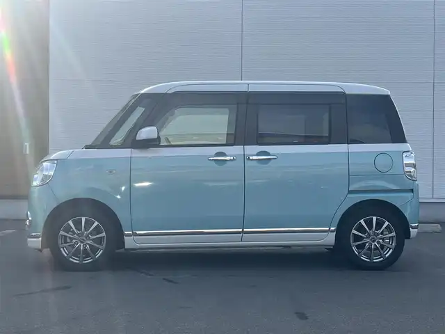 ダイハツ ムーヴ キャンバス X LTD メイクアップ SA Ⅲ 秋田県 2018(平30)年 7.2万km パールホワイトⅢ/ファインミントメタリック 2トーン 純正オーディオ（AM/FM/CD）/衝突軽減システム/４WD/スマートキー/両側パワスラ/純正アルミ/アイドリングストップ/オートマチックハイビーム/コーナーセンサー/プッシュスタート/純正フロアマット/純正ドアバイザー/オートライト/オートエアコン/パワーステアリング/パワーウィンドウ/電動格納ミラー/横滑り防止/盗難防止装置/レベライザー