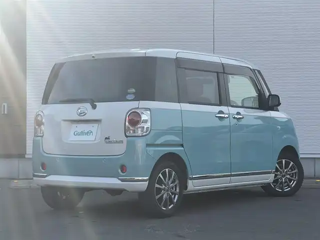 ダイハツ ムーヴ キャンバス X LTD メイクアップ SA Ⅲ 秋田県 2018(平30)年 7.2万km パールホワイトⅢ/ファインミントメタリック 2トーン 純正オーディオ（AM/FM/CD）/衝突軽減システム/４WD/スマートキー/両側パワスラ/純正アルミ/アイドリングストップ/オートマチックハイビーム/コーナーセンサー/プッシュスタート/純正フロアマット/純正ドアバイザー/オートライト/オートエアコン/パワーステアリング/パワーウィンドウ/電動格納ミラー/横滑り防止/盗難防止装置/レベライザー