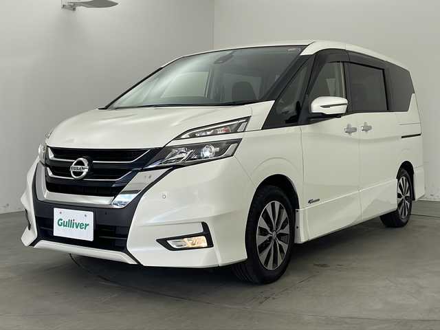 日産 セレナ ハイウェイスター G 兵庫県 2016(平28)年 6.5万km ブリリアントホワイトパール ・純正9インチナビ/・CD・DVD・Blu-ray・USB・SD・BT/・フルセグTV/・アラウンドビューモニター/・バックカメラ/・パーキングアシスト/・電子パーキングブレーキ/・オートホールド/・前方ドライブレコーダー/・ビルトインETC/・ハンズフリーパワースライドドア/・両側パワースライドドア/・プロパイロット/・車線逸脱警報/・車線逸脱防止支援/・エマージェンシーブレーキ/・標識検知/・クリアランスソナー/・ふらつき警報/・レーダークルーズコントロール/・横滑り防止装置/・インテリジェントルームミラー/・アイドリングストップ/・革巻きステアリング/・ステアリングスイッチ/・ドアバイザー/・ウインカーミラー/・フォグランプ/・LEDヘッドランプ/・電動格納ミラー/・純正フロアマット/・純正アルミホイール/・スマートキー/・プッシュスタート/・2列目サンシェード