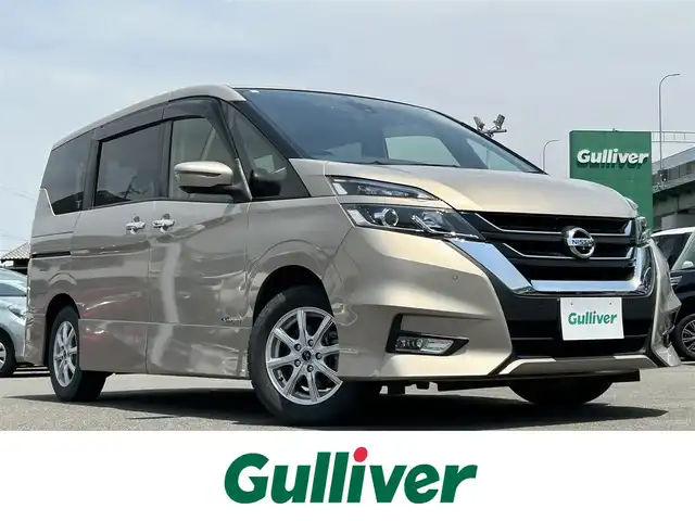 日産 セレナ ハイウェイスター G 愛知県 2017(平29)年 6.8万km カシミヤグレージュ 純正ナビ/フルセグTV/純正ドライブレコーダー/純正フリップダウンモニター/両側パワースライドドア/衝突被害軽減システム/レーダークルーズコントロール/アラウンドビューモニター/ビルトインETC/LEDヘッドライト/オートライト/純正フロアマット/純正ドアバイザー/プッシュスタート/スマートキー