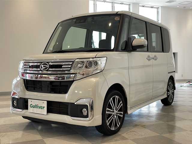 ダイハツ タント カスタム RS SA Ⅲ 福井県 2018(平30)年 4.7万km パールホワイトⅢ 純正7インチナビ/フルセグTV/バックカメラ/ETC/ドライブレコーダー/両側パワースライドドア/シートヒーター/衝突軽減ブレーキ/オートライト/オートハイビーム/LEDヘッドライト/LEDフォグランプ/プッシュスタート/スマートキー/純正AW/純正フロアマット/ステアリングスイッチ/ウィンカーミラー