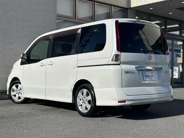 日産 セレナ ハイウェイスター Vセレクション 大阪府 2009(平21)年 5.5万km ホワイトパール 純正7インチナビ/(ワンセグTV/CD/DVD)/純正8インチ後席モニター/バックモニター/両側パワースライドドア/3列シート/オートエアコン/キセノンヘッドライト/オートライト/盗難防止装置/純正16インチアルミホイール/純正フロアマット/ETC/保証書/取扱説明書/スマートキー×1