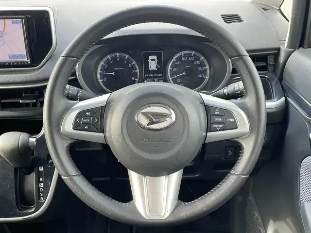 ダイハツ ムーヴ カスタム RS ハイパー SAⅡ 滋賀県 2015(平27)年 3.6万km ディープブルークリスタルマイカ ターボ/社外7インチナビ　【MDV-D503】/（AM/FM/CD/DVD/USB/フルセグ/Bluetooth）/バックカメラ/スマートアシストII/・衝突被害軽減ブレーキ/・車線逸脱警報/・誤発進抑制機能/・先行車発進告知/・対人/対車衝突警報機能/横滑り防止装置/エコアイドリングストップ/革巻きステアリング/ステアリングスイッチ/オートライト/LEDヘッドライト/フロントフォグ/電動格納ミラー/プッシュスタート/スマートキー/社外フロアマット/オートエアコン
