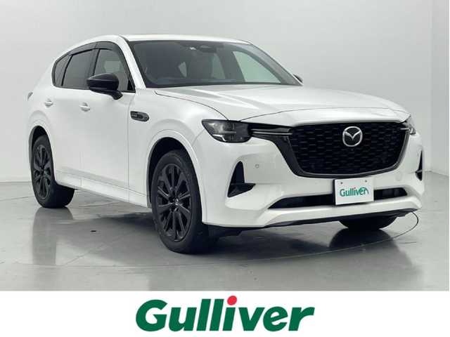 マツダ ＣＸ－６０ XD HV プレミアムスポーツ 熊本県 2022(令4)年 4.2万km ロジウムホワイトプレミアムメタリック ワンオーナー　/サンルーフ　/純正ナビ　/全周囲カメラ　/ＥＴＣ　/i-ACTIVSENSE/・レーダークルーズコントロール/・レーンキープアシスト/・衝突軽減ブレーキ/・前後誤発進抑制機能/・ブラインドスポットモニター/・ロードキープアシスト/・側方危険回避アシスト/・標識認識システム/・オートハイビーム/・スマートブレーキサポート/前後クリアランスソナー　/全席シートヒーター　/前席エアーシート　/前席パワーシート　/ダウンヒルアシスト/横滑り防止/アイドリングストップ/パワーバックドア/ステアリングヒーター/ヘッドアップディスプレイ/電動パーキングブレーキ/ブレーキホールド/純正フロアマット/純正２０インチAW/オートライト/LEDヘッドライト/フォグライト/スマートキー/プッシュスタート/保証書