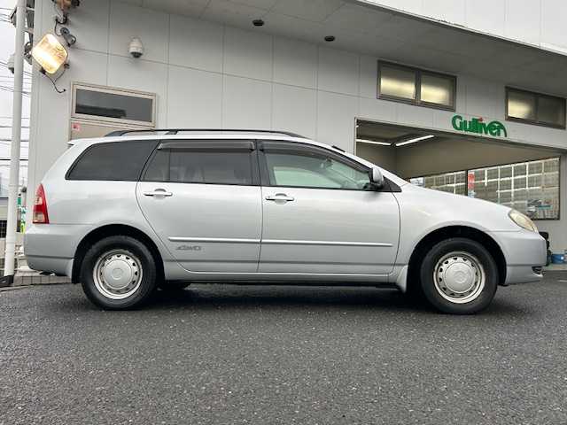 トヨタ カローラ フィールダー S 宮城県 2001(平13)年 9.4万km シルバーM 4WD/ルーフレール/社外SDナビ/（CD/DVD/Bluetooth/USB/iPad/MSV)/ワルセグTV/ETC/純正フロアマット/リモコンキー/社外スチールホイール付き冬タイヤ/（185/70/R14）/純正スチールホイール付き夏タイヤ積込み/（185/70/R14）