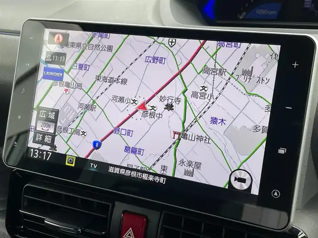 ダイハツ タント カスタム X 滋賀県 2019(令1)年 0.8万km ブライトシルバーメタリック 純正ナビ9型/・フルセグ/・Bluetooth/両側電動スライドドア/ハーフレザーシート/前方ドラレコ/オートリトラミラー/LEDオートヘッドライト/フォグ/ワンタッチウインカー/運転席ロングスライド/リアサイドカーテン/レーダー探知機/USB/TVキャンセラー