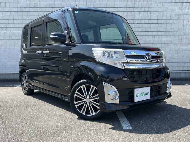 ダイハツ タント カスタム RS 秋田県 2014(平26)年 7.2万km ブラックマイカメタリック ・4WD/・社外ナビ/・フルセグ/・Bluetooth/・CD、DVD再生機能有/・バックカメラ/・ドライブレコーダー/・純正ETC/・スマートキー/・両側パワースライドドア/・アイドリングストップ機能/・純正15インチAW